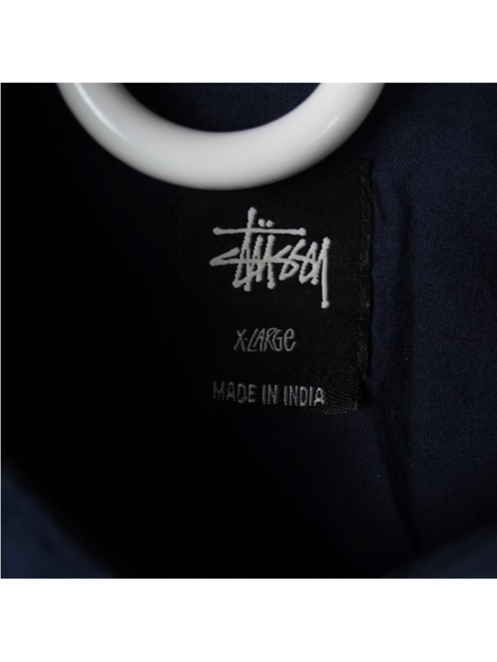 Stussy Short Sleeve Button Up Shirt Mens X-Large Navy Blue Striped Logo Street - Picture 7 of 13